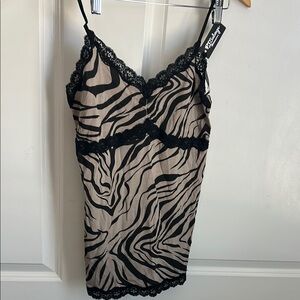 Zebra Print Lace Trim Chemise